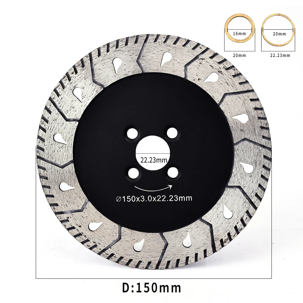 150mm-ダイヤモンドソーブレード-30mm-セグメント-2223mm-アーバー-花崗岩-大理石-タイル-コンクリート用-乾式・湿式切断-アングルグラインダーディスク