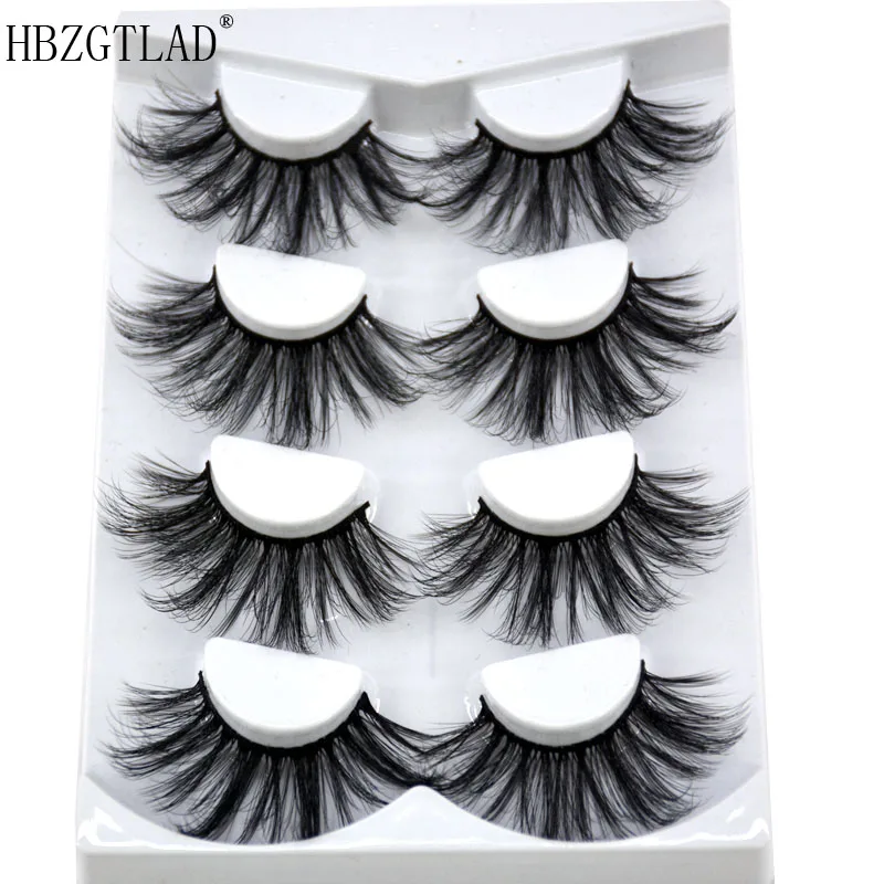 HBZGTLAD 4 Paar künstliche Nerzwimpern sind flauschig und dick und erzeugen einen dramatischen Make-up-Effekt, der wiederverwendet werden kann. – Detail 2