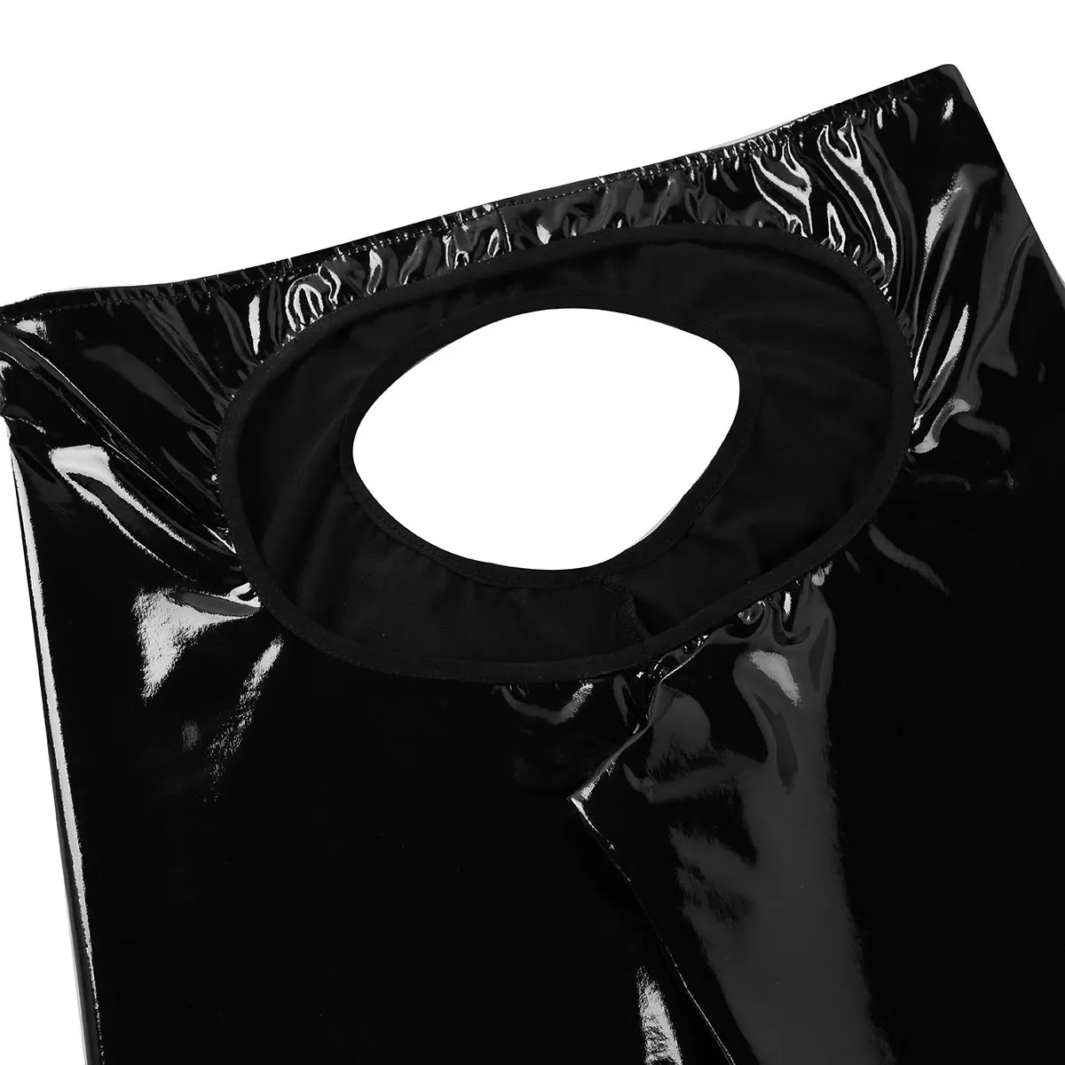 Czarne męskie spodnie lateksowe Sexy otwarte tyłek krocza Wetlook skórzane legginsy gejów erotyczne obcisłe bielizna klub nocny taniec na rurze