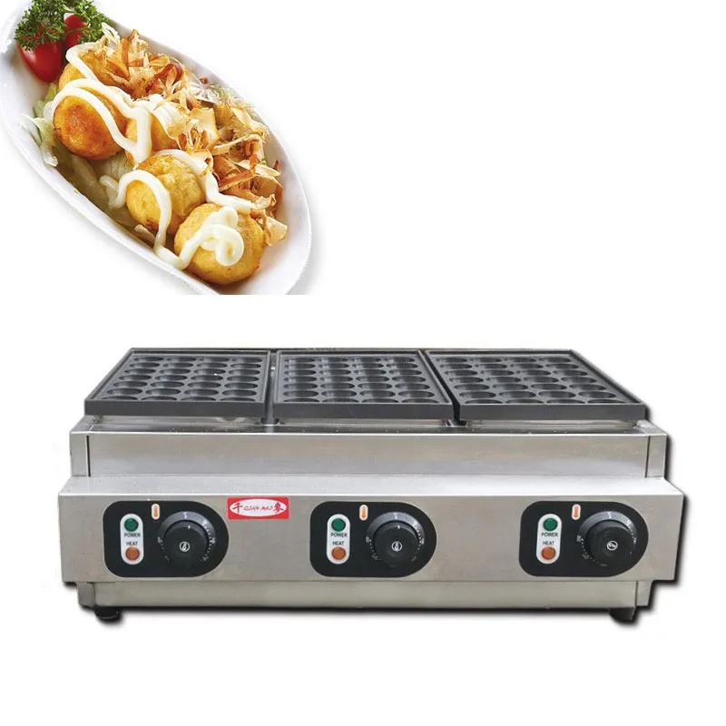 Takoyaki Maker Octopus Ball Electric Baking Pan Breakfast Machine Double plates Gas Fish ball machine 220V