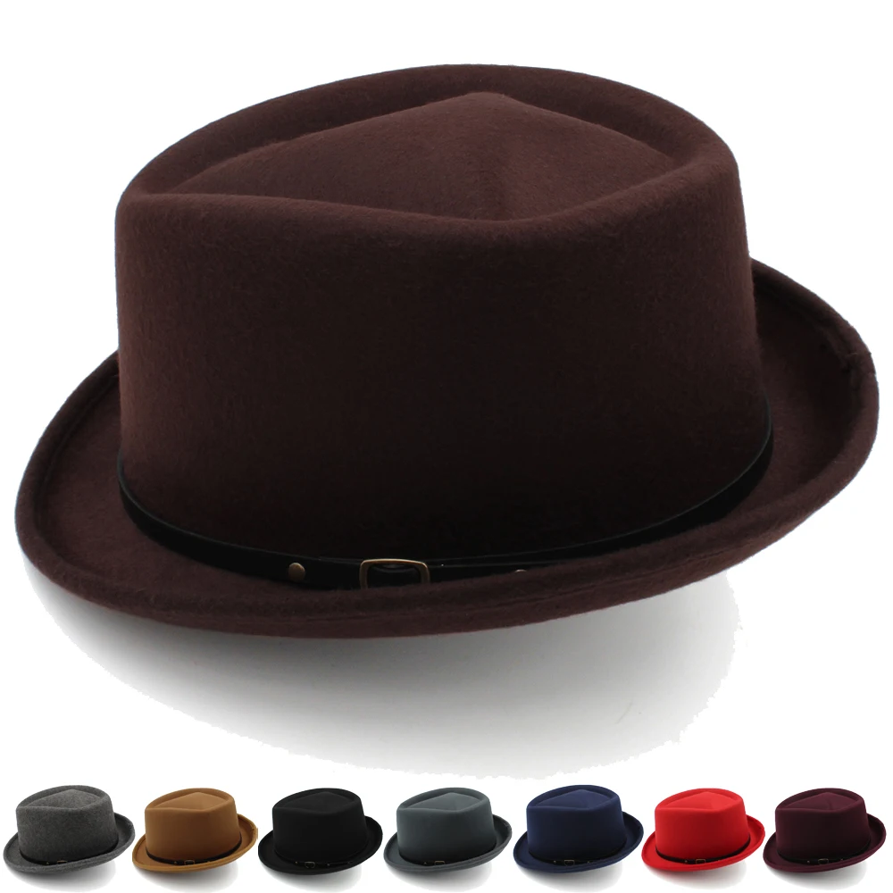 

Men Women Diamond Top Pork Pie Hats Fedora Sunhat Trilby Caps Jazz Party Travel Outdoor Winter Size US 7 1/4 UK L