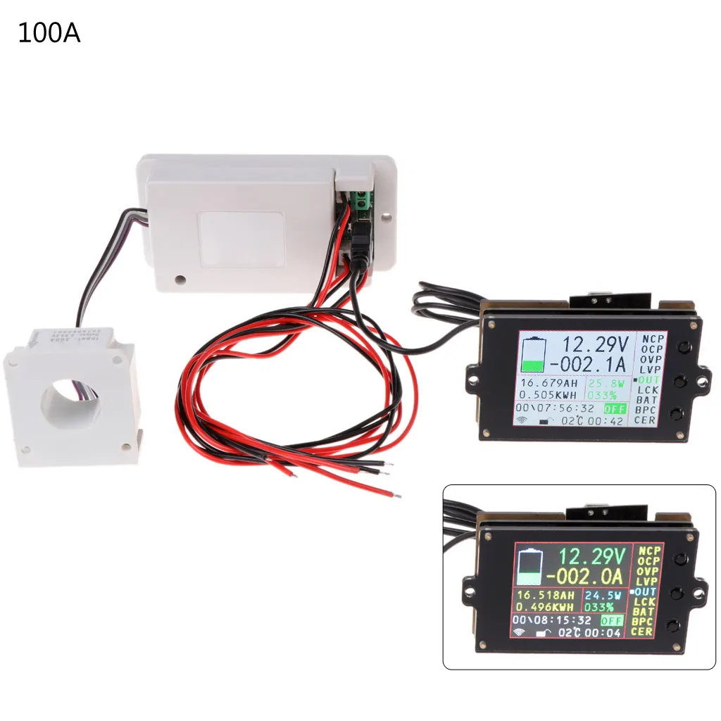 Nova dc 500v 100a 200a 500a Coulometer Voltímetro Amperímetro Medidor de Energia da Bateria sem Fio 2023