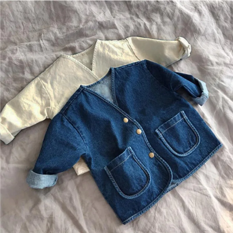 Baby Boys And Girls Denim Jacket Kids Denim Coat Spring And Autumn Casual Baby Girl Coat Kids Jacket Large Pocket