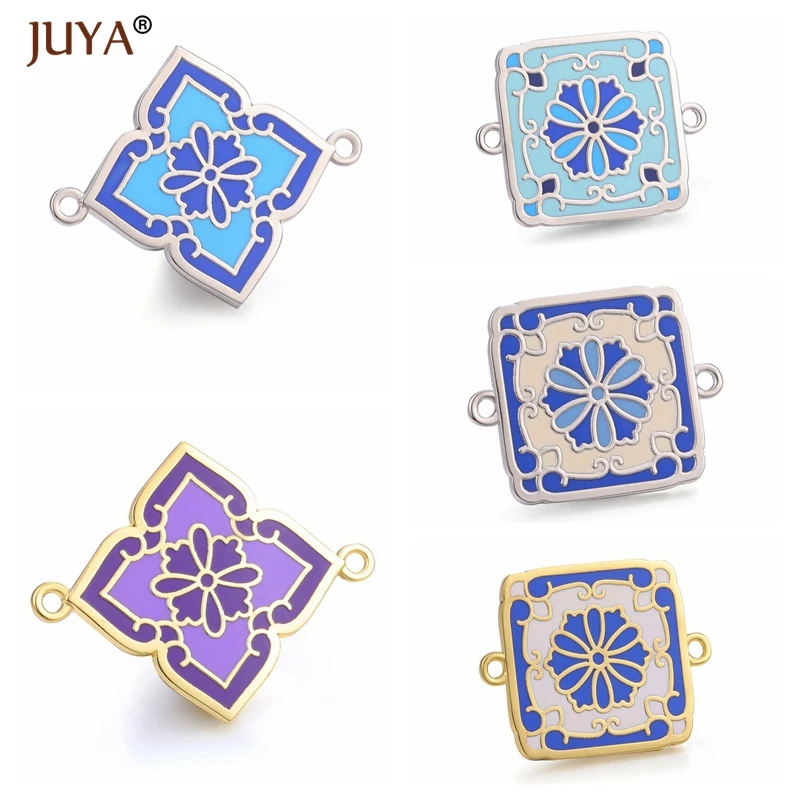 Juya Creative Accessories For Jewelry Making New Trendy Colour Enamel Charm Pendants Connectors DIY Jewelry Components