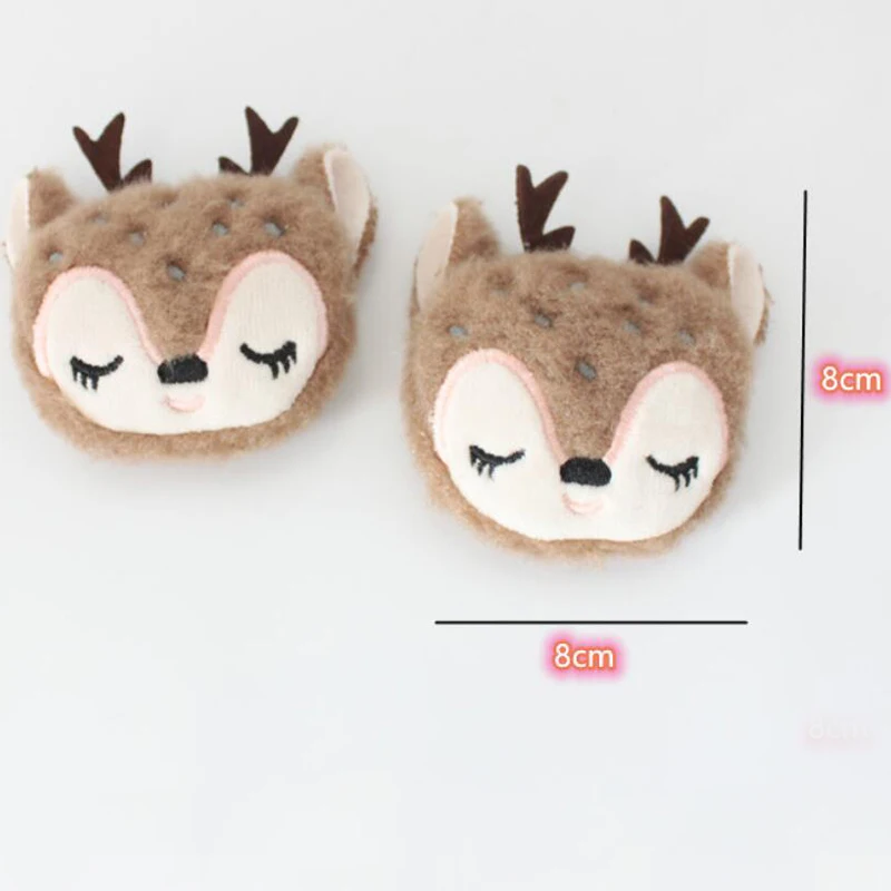 5Pcs/lot Cartoon Plush Christmas Elk Patches DIY Cotton-filled Cute Sleeping Deer Padded Appliques DIY Handmade Decorations