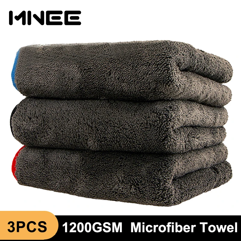 

3PCS Microfiber Towel 1200GSM Car Cleaning Towel 40*40cm Car Detailing Car Wash Towel for Kitchen Wash Accessories