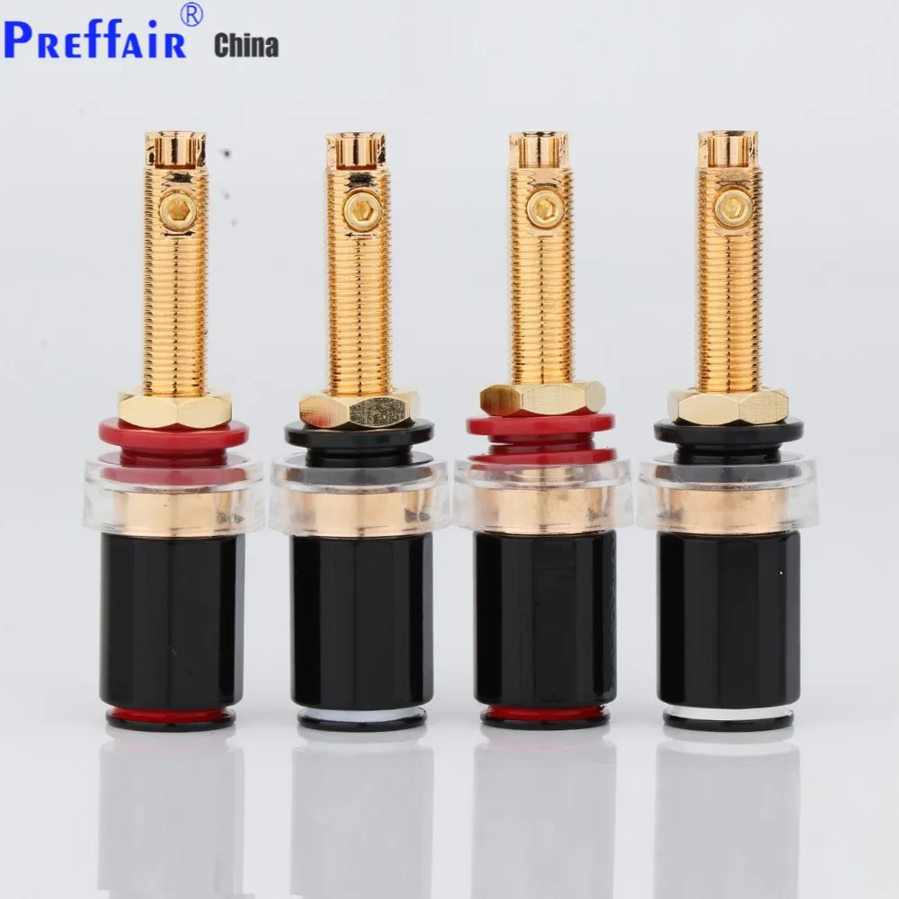 Terminal de altavoz chapado en latón dorado/rodio, amplificador de Audio, conector de poste de encuadernación para conector de clavija tipo Banana de 4mm