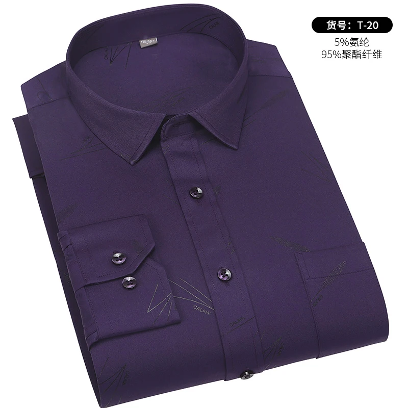 Camisa de manga larga para hombre, ropa informal con bordado de Ramdon, cómoda, suave, para negocios, Social, DA427, novedad de otoño, 2020