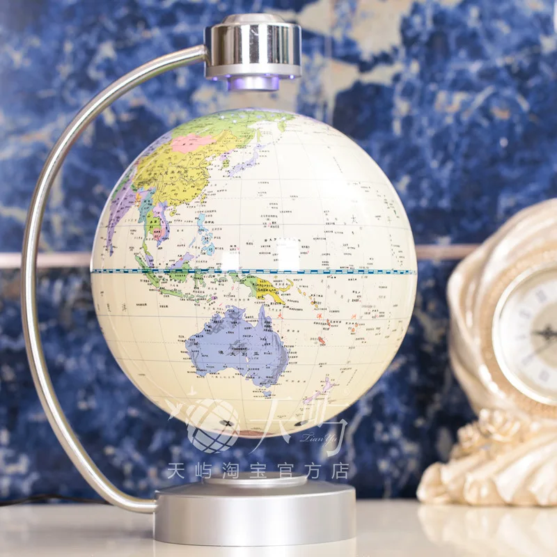 8 Inch Electronic Magnetic Levitation Floating Globe World Map with LED Lights for Boyfriend Christmas Gift Home Decoration