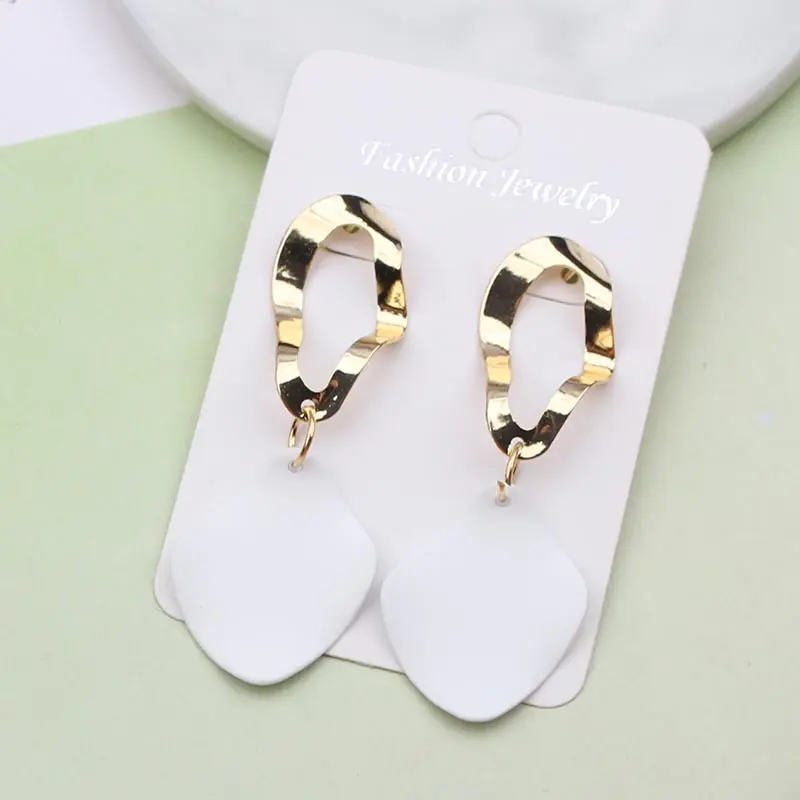 Pendientes largos geométricos para mujer, aretes Retro Vintage, color blanco, regalo de boda, fiesta de Navidad, venta al por mayor, 2019