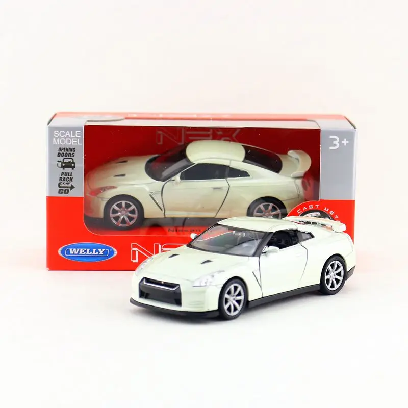 WELLY Toy Diecast Vehicle Model 1:36 Scale Nissan GT-R R35 Super Pull Back Car Educational Collection Gift For Children