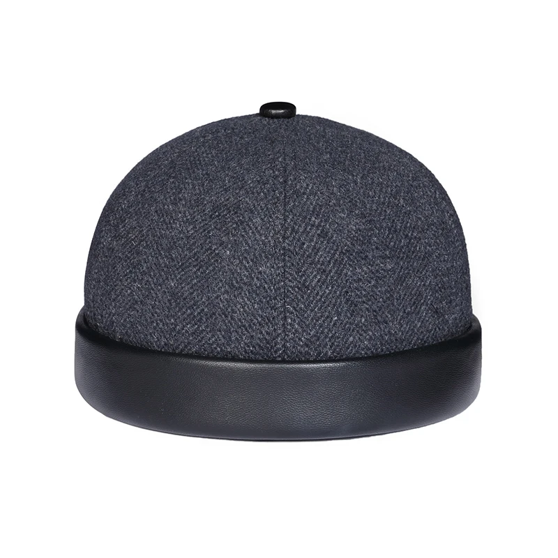 

Winter British French Sailor Hats For Men Male Genuine Leather Wool Round Caps Homme Plaid Woolen Beanie Retro Manor Melon Gorra
