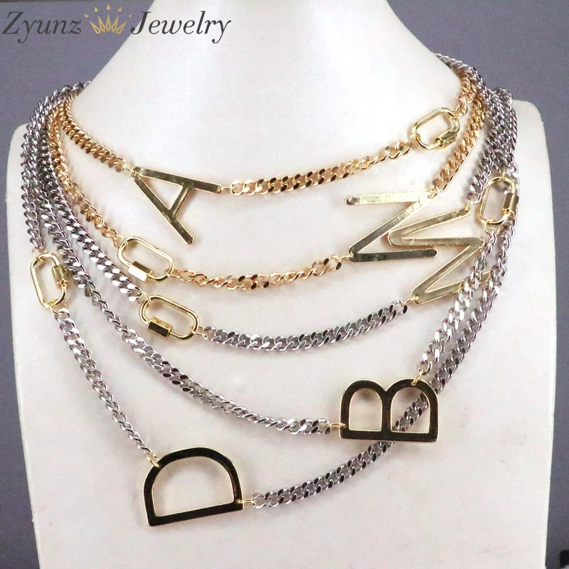 

5PCS, Letters necklace alphabets chockers 6mm link chain high quality jewelry necklace for women choose letters