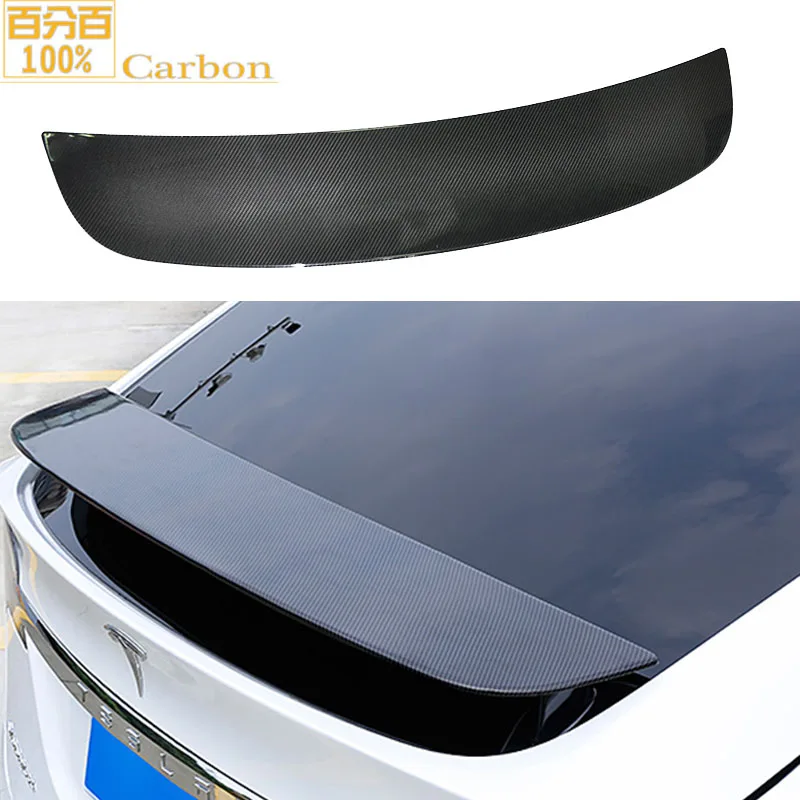 Glossy Black 100% Real Carbon Fiber Rear Spoiler Trunk Wing for Tesla Model X SUV 2016up