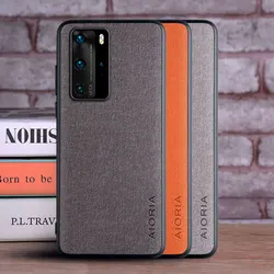 Case for Huawei P40 Pro P40 Lite coque Luxury textile Leather skin soft TPU hard phone cover for huawei p40 pro case