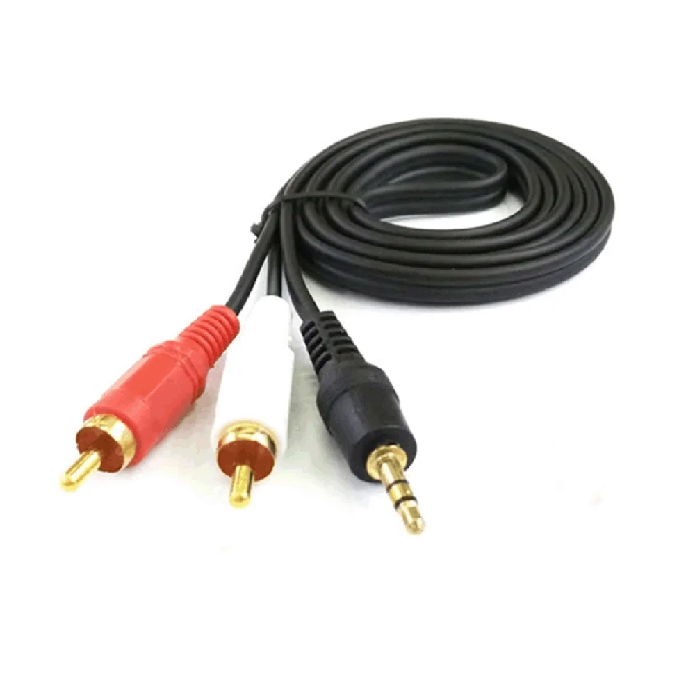 1m 3.5mm Plug Jack Connector to 2 RCA Male Music Stereo Adapter Cable Audio AUX Line for Phones TV Sound Speakers