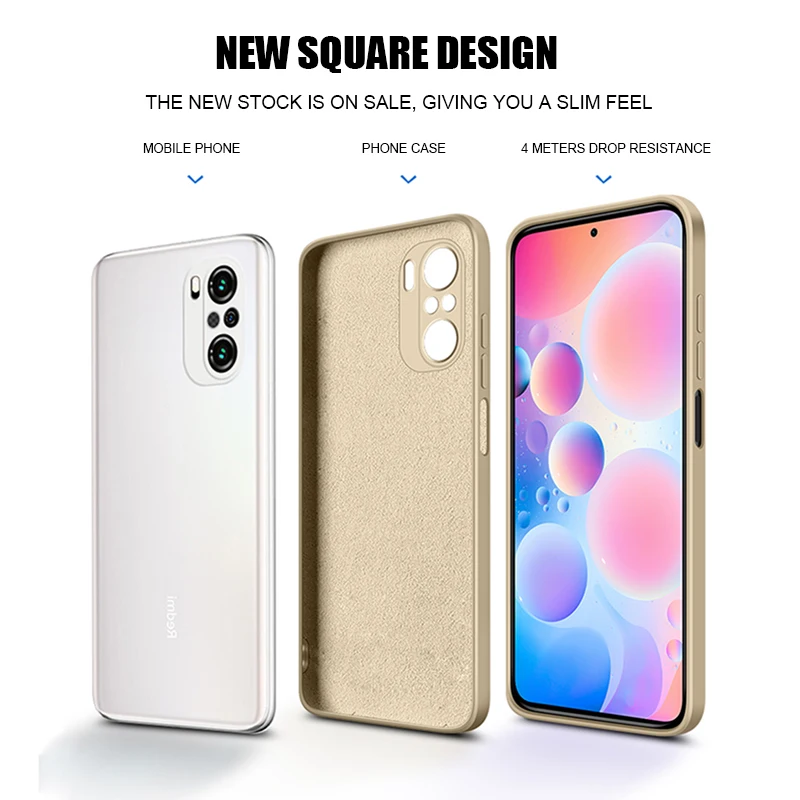 الفاخرة مربع قضية الهاتف ل شاومي Mi POCO F3 Redmi نوت 7 8 9 10 9A K30 K40 برو الأصلي السائل سيليكون للصدمات لينة غطاء