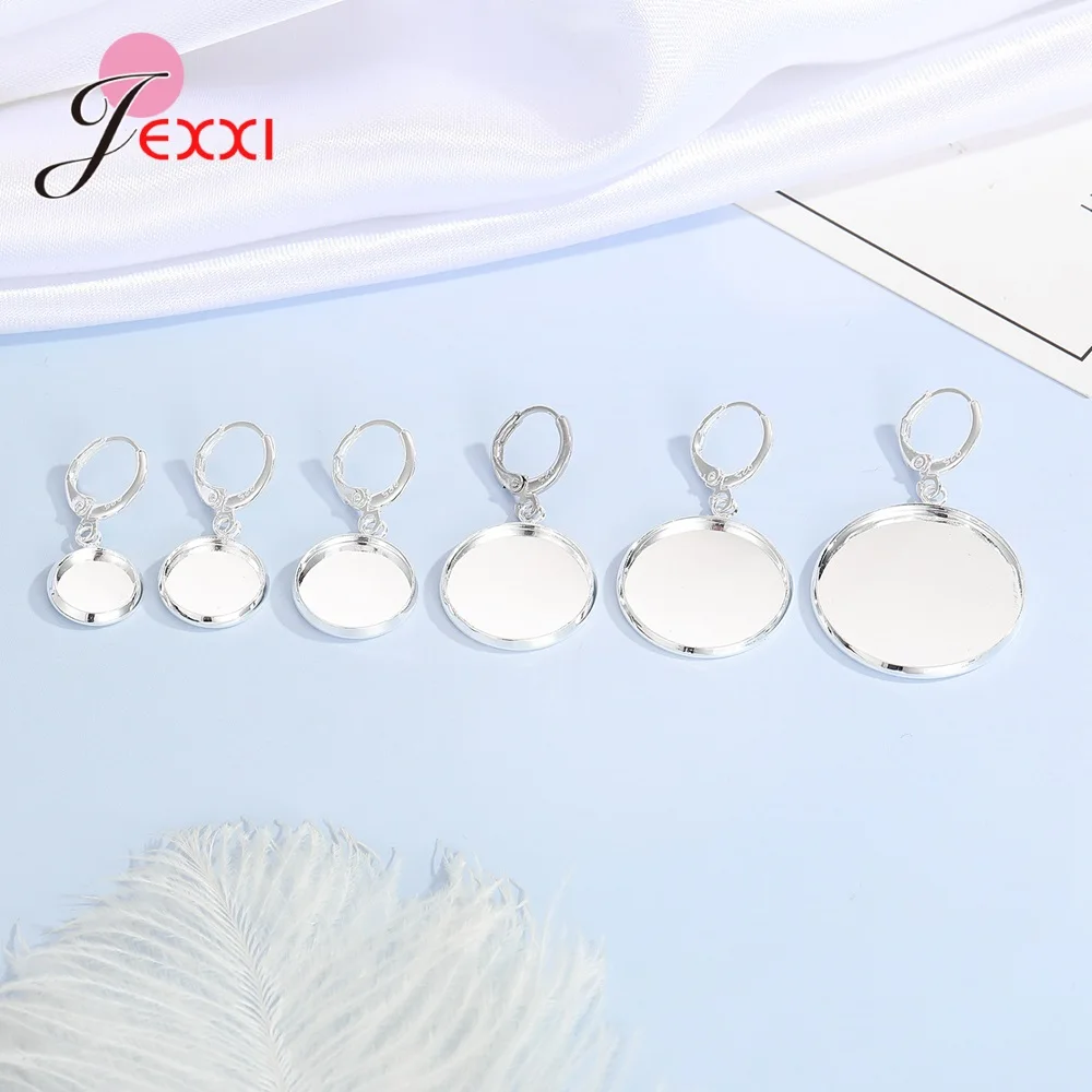 10pairs/Lot 925 Sterling Silber Ohrringe Haken Cabochon Blank Base10 12 14 18 20 25mm DIY Schmuck, der Zubehör Liefert – Detail 9