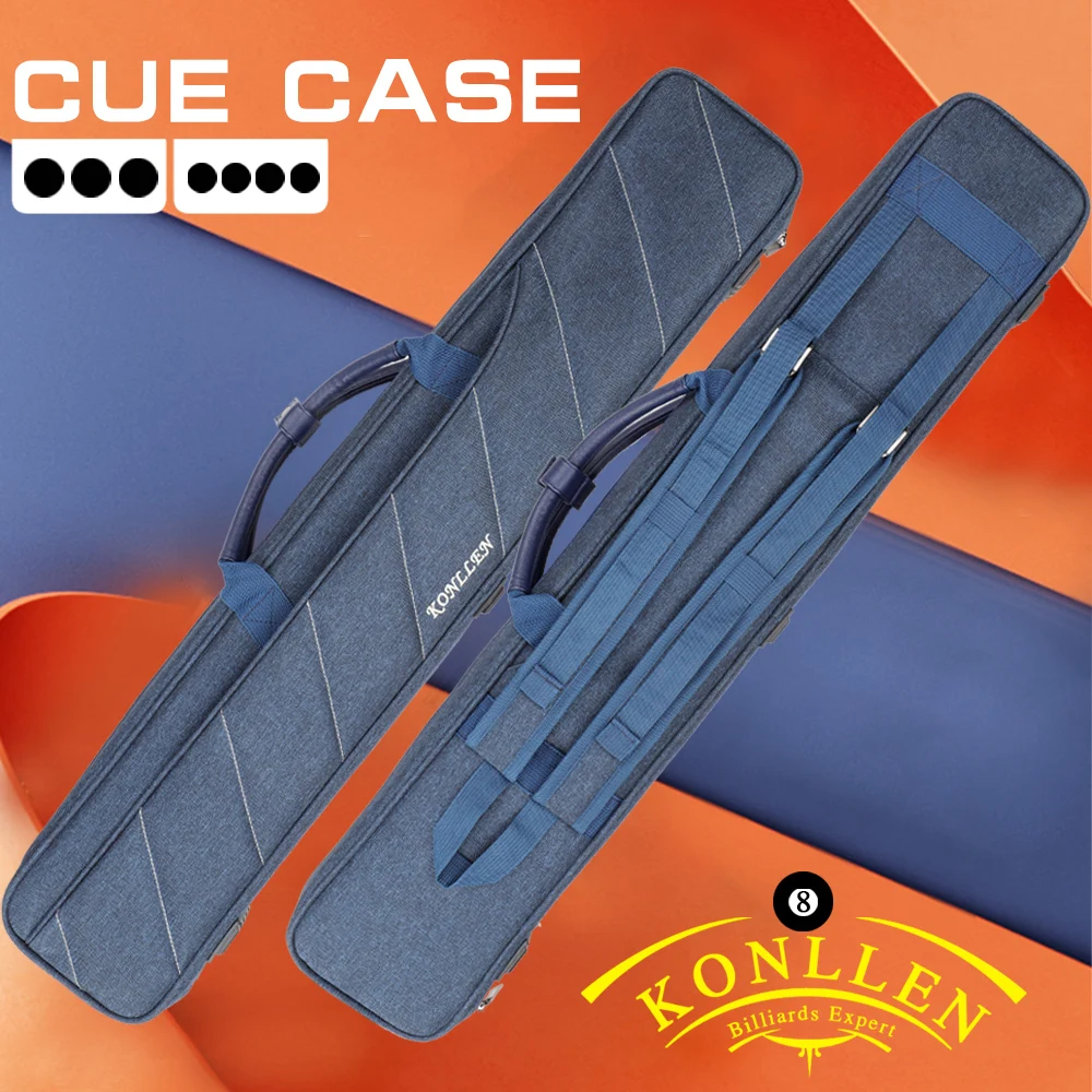 KONLLEN 7 Holes Billiard Cue Case  4 Shafts 3 Butts Blue Black High Capacity Oxford Canvas Bag Carry Sturdy Wear-resistant Case