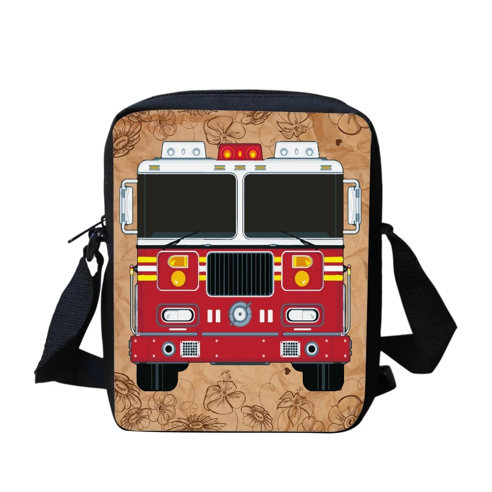 

New Fashion Women Messenger Bag Fire Truck Print Crossbody Bag Boys Girls Small Shoulder Bags For Casual Lady Square Travel Bags