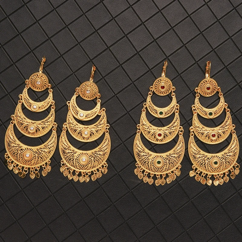 Algeria Caftan Wedding Gold Color Earring Fashion Jewelry Moon Shape Alloy Ear Jewelry