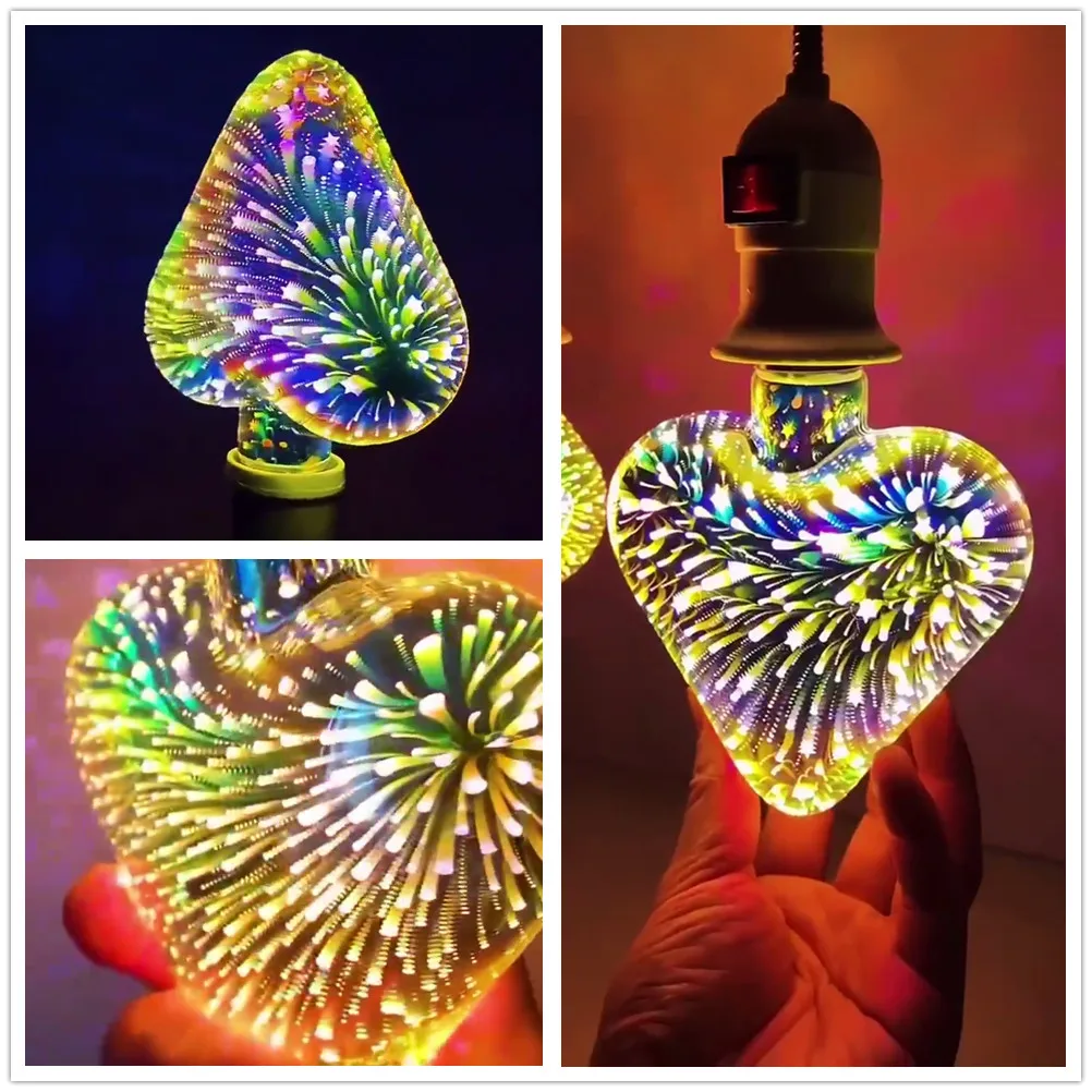 3d Led Firework Lamp Light Bulb Heart Edison E27 110v 220v Near Year Decoration Copper Wire 6w Holiday Night Novelty Christmas