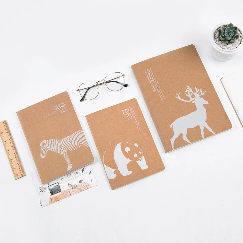 A5 B5 gruby notatnik notatnik obszerny Kraftpaper zwierząt piśmienne niestandardowy notatnik miękka powierzchnia duży notatnik praktyka studencka