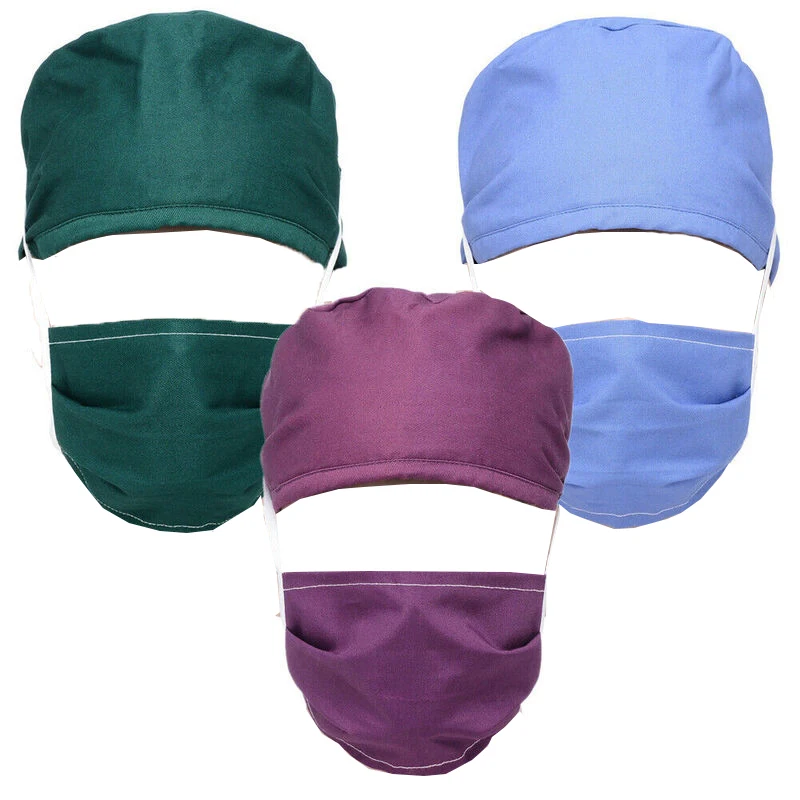 

Women Men Scrub Hats Sets Washbable Cotton Sweatband Workwear Bandage Adjustable Caps Protection Hats Accessories Sombrero Suits