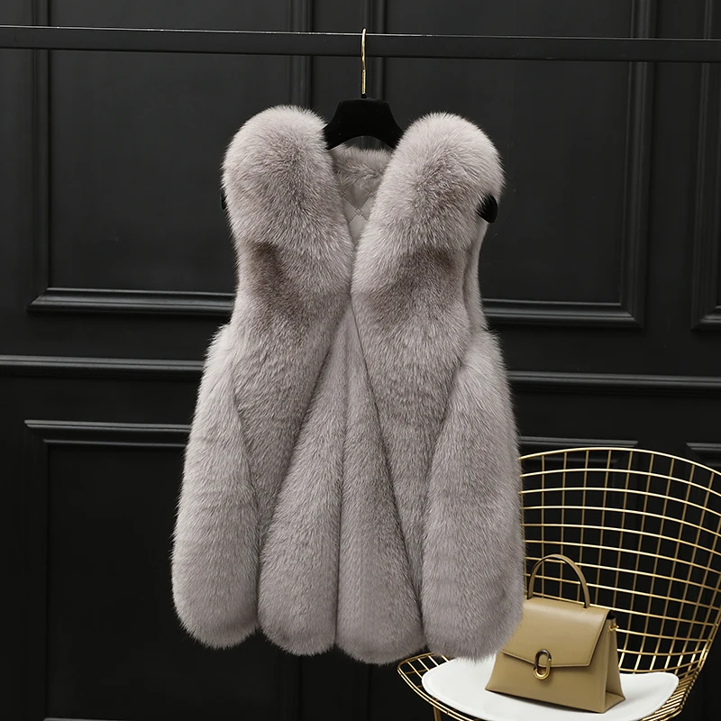 

Women's high quality real fox fur vest 100% natural real fur fashion fur coat jacket vest Genuine Leather coat