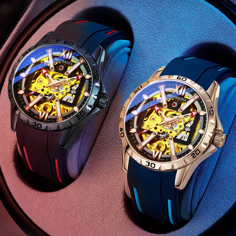 

MG.ORKINA brand Men Mechanical watches hollowed Automatic watch MAN luxury waterproof WATCH fashion luminous Reloj Hombre