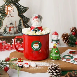 Merry Christmas Cake Decorations Resin Santa Claus Beer Cake Toppers for Happy New Year Cupcake Decorations Toppers Baking Gifts