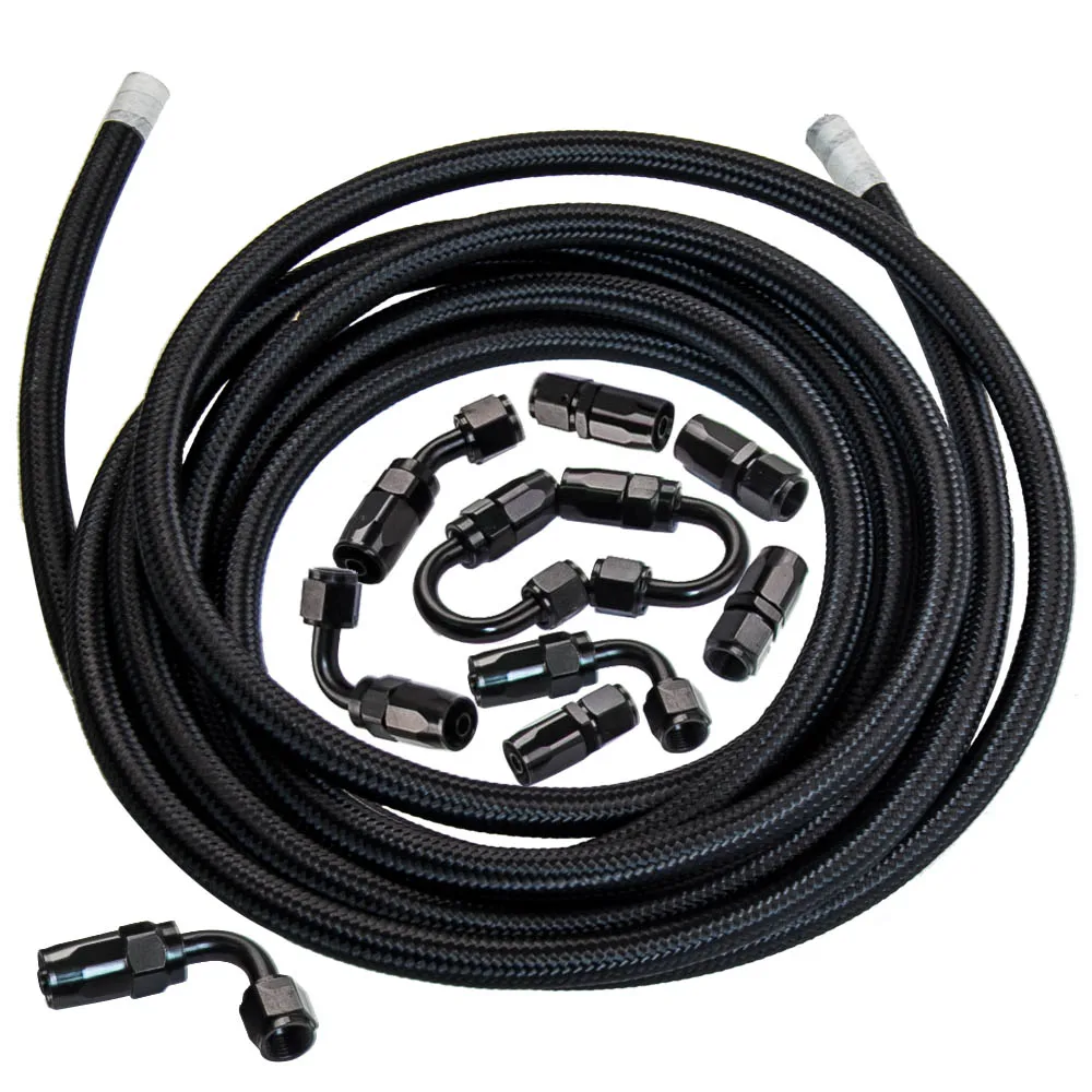 

500 фунтов на квадратный дюйм, AN6-6AN, нейлоновый стальной оплетенный штуцер для топливной линии, переходник для шланга