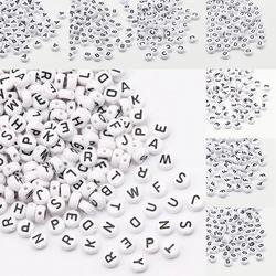 50-500pcs English Letter Acrylic Beads 7mm White Round Alpahbet Loose Beads For Jewelry Making DIY Earrings Bracelet Accessories