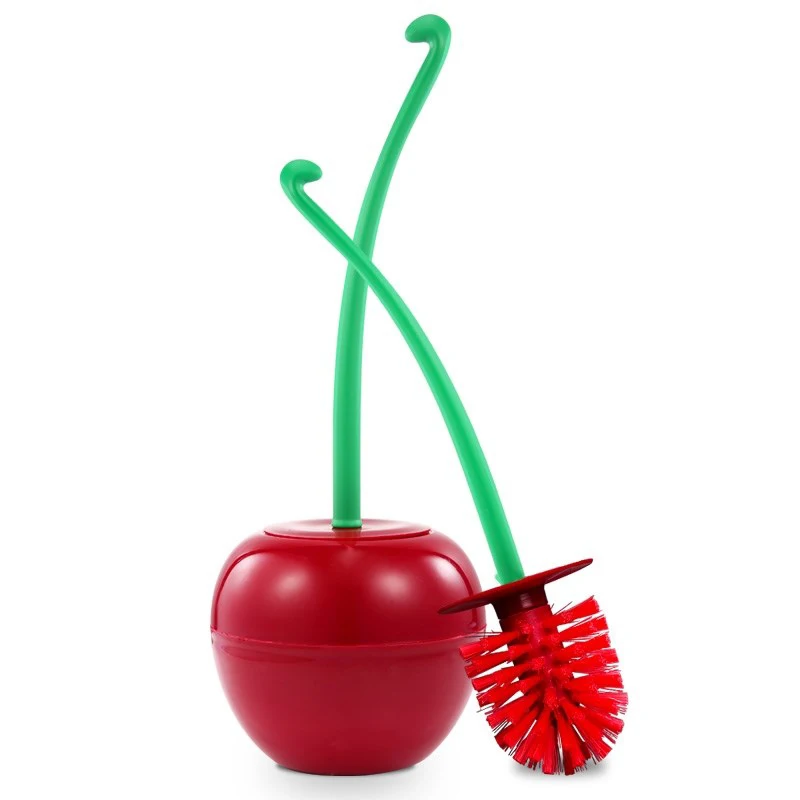 toilet brush cherry 1Set Creative Lovely Cherry Shape Lavatory Brush Toilet Brush Holder Set For Washroom Clean Tools