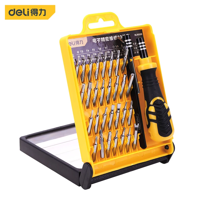 

deli Precision Screwdriver Bit Set 33-in-1 Magnetic Screwdriver Kit For Phones Game Console Tablet PC Electronics Repair Tool