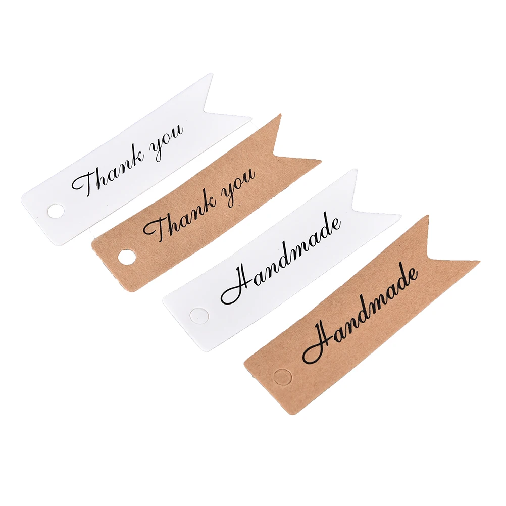 100/50/15PCS Handmade Hang Tag Kraft Paper Tags Thank You Gift Tag Labels Packaging Tags for DIY Wedding Party Gift Candy Tags