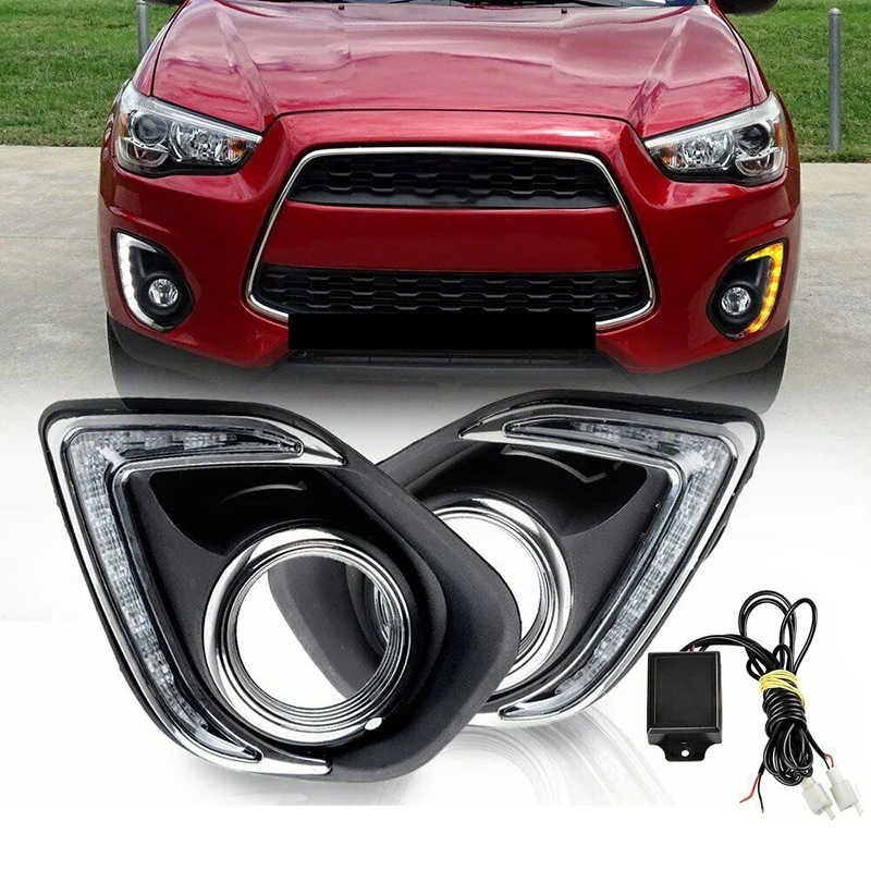 

Car LED DRL Daytime Running Lights Daylight Waterproof Fog head light lamp for Mitsubishi ASX 2013 2014 2015