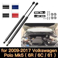 For 2009-2017 VW Volkswagen Polo 5th 6R 6C 61 Front Hood Bonnet Modify Gas Struts Carbon Fiber Lift Supports Springs Dampers Rod