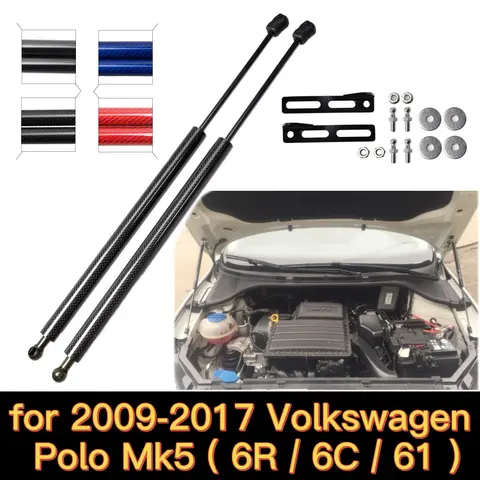 Voor 2009-2017 Vw Volkswagen Polo 5th 6R 6C 61 Motorkap Bonnet Wijzigen Gasveren Koolstofvezel Lift ondersteunt Springs Dempers Staaf