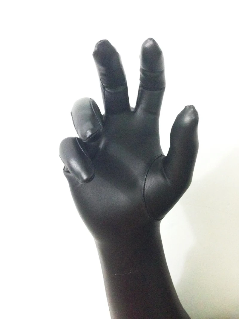 Luxury Customzie Black Metallic Zentai Gloves Men\'s Fetish Long Gloves