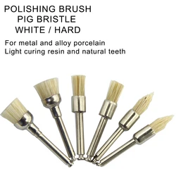 5pcs Pig Bristle Dental Polishing Brush Hard Polisher Dental Tool For Low-Speed Handpiece Metal/Ceramic Teeth Dentistry Material