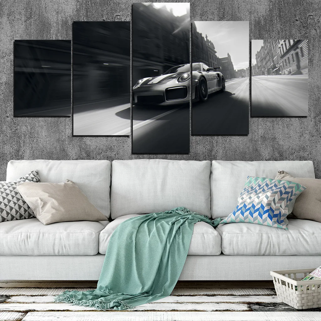 

No Framed 5Pcs GT Sports Car Cuadros Posters Canvas Wall Art Pictures Accessories Home Decor Living Room Paintings