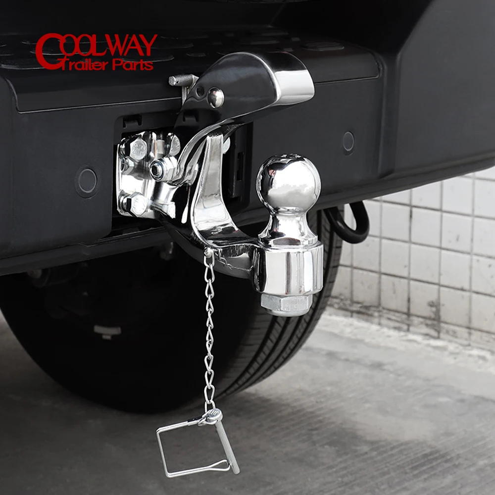 Pintle Hook Chrome Hitch With 50mm/2 Inch Ball Towing Heavy Duty 5 TON Car Towbar RV Parts Camper Caravan Motorhome Accessories