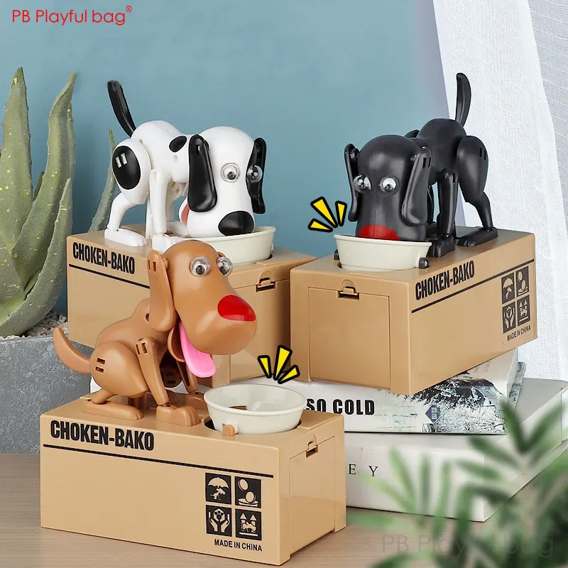 Playful bag 2021 strange money eating dog Funny dog model piggy bank Money protecter Children toys Christmas gifts AB23