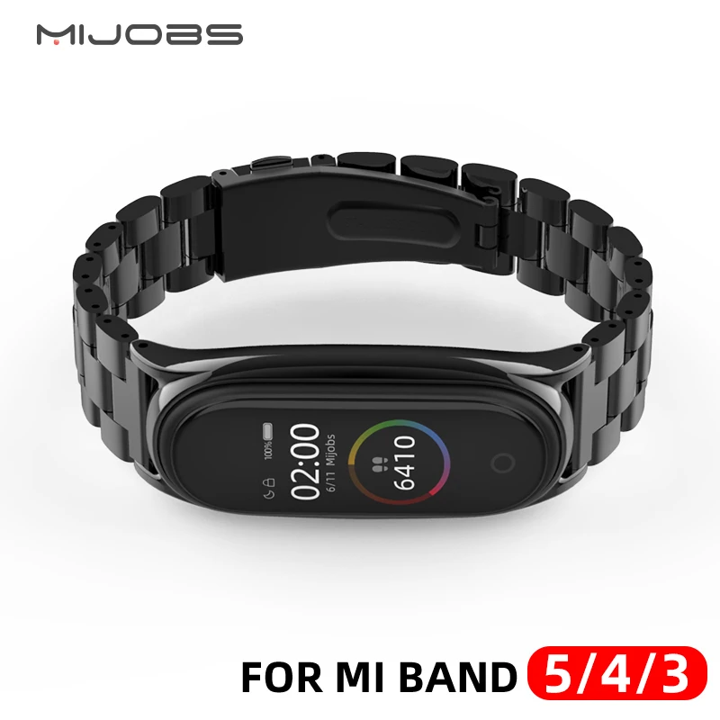 สร้อยข้อมือสำหรับ Miband 3 4 5 6โลหะ Correa สำหรับ Mi 6สาย Opaska สำหรับ Xiaomi Mi 5สายรัด Correas Mi3 NFC Global สายรัดข้อมือ