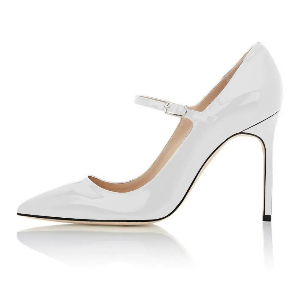 LOVIRS Women\'s Pointed Toe Mary Jane Pumps High Heel Ankle Strap Buckle Closure Dress Office Shoes plus Size US5-15 10cm