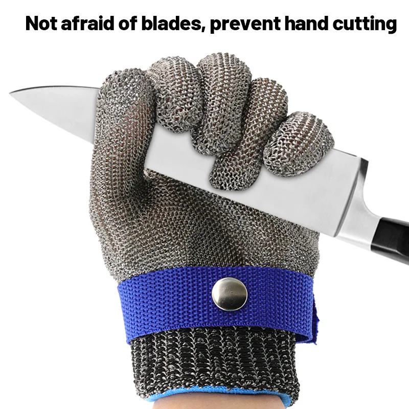 1 pair of stainless steel grade 5 wire gloves cut-proof kitchen gadgets cut-proof gloves cut-proof and stab-resistant