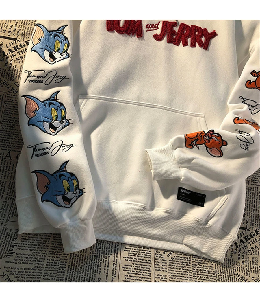 y2k Oversized harajuku Letter Cartoon Embroidered Kawaii Hoodies Sweatshirt For Teenage Girls Women Harajuku Casual Streetwear