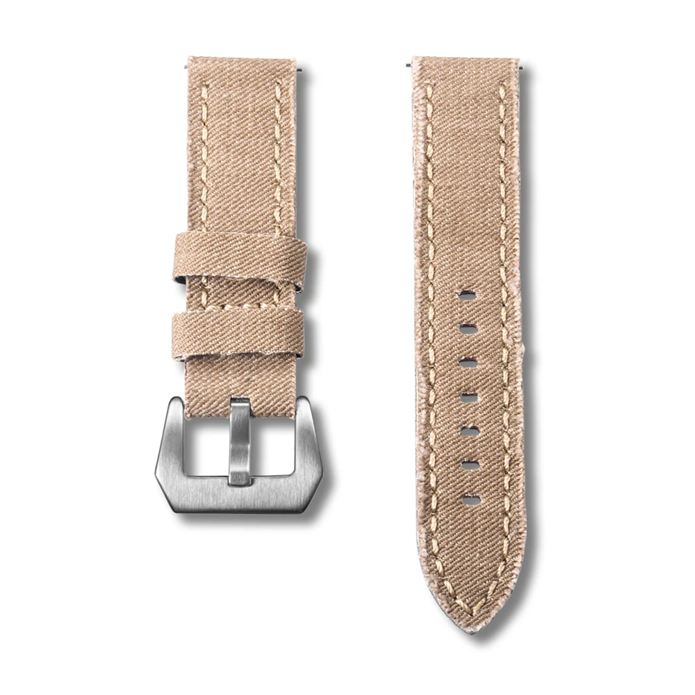 Hemsut Canvas Watch Bands Quick Release Premium Denim KHAKI Two Pieces Watch Straps Matt Steel Buckle 20mm 22mm 24mm