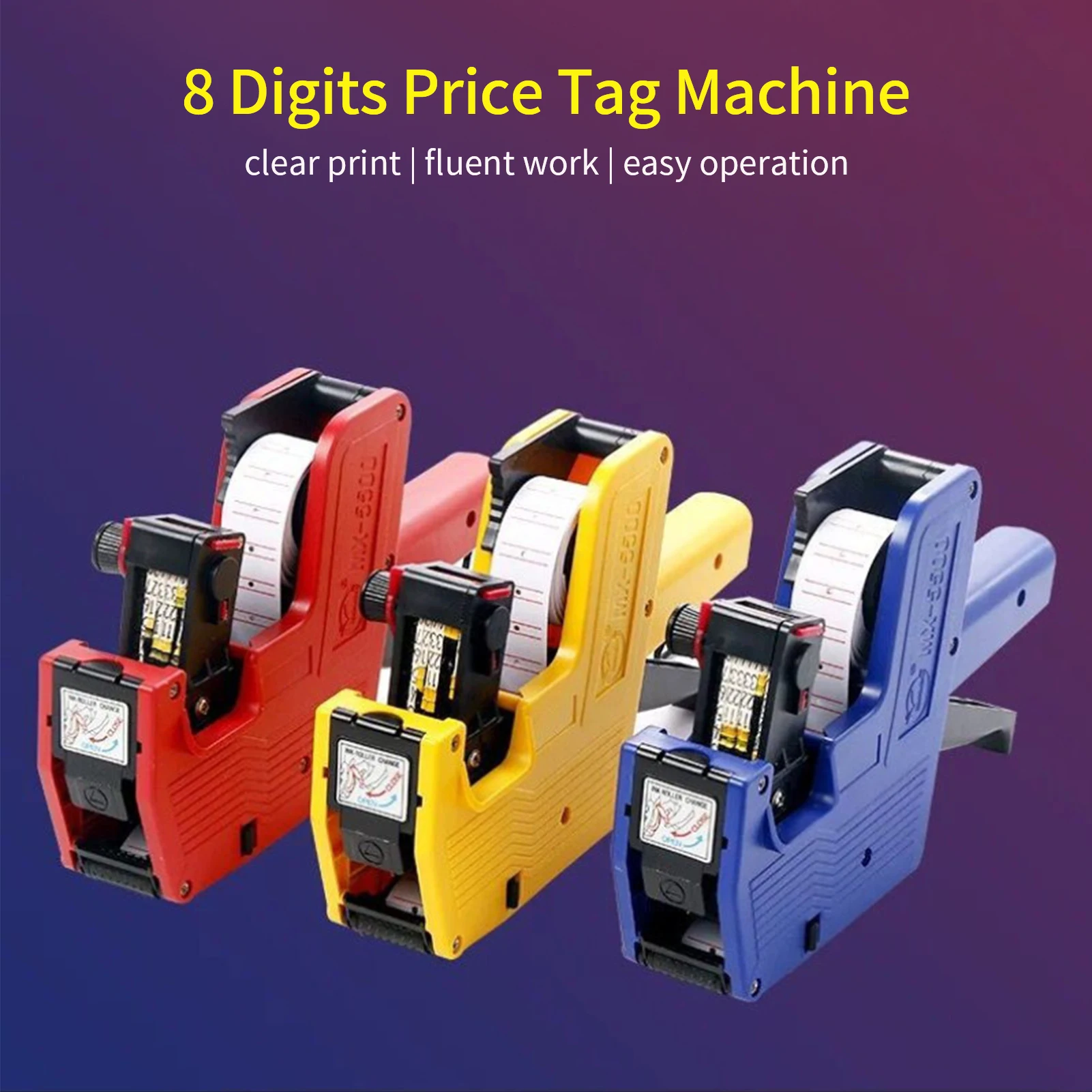 8 Digits Price Tag Machine Handheld Price Labeller Label Date Maker Pricing for Office Retail Shop Grocery Store Warehouse